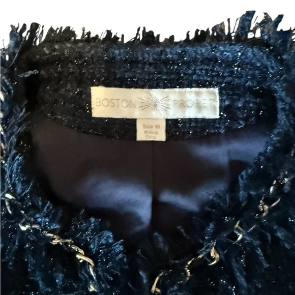 Boston Proper Parisian Tweed Blue Blazer - Picture 6 of 8